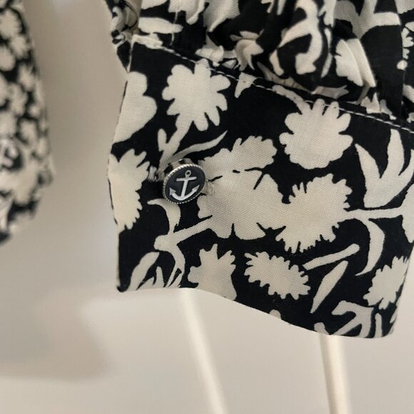 SCOTCH & SODA Flower and Anchor AlloverBalloon Sleeve Shirt Women's Size 34 (XS) - Picture 3 of 7